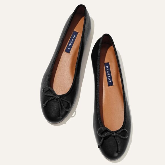 MARGAUX “THE DEMI” BLACK LEATHER BALLET FLATS SIZE 8.5